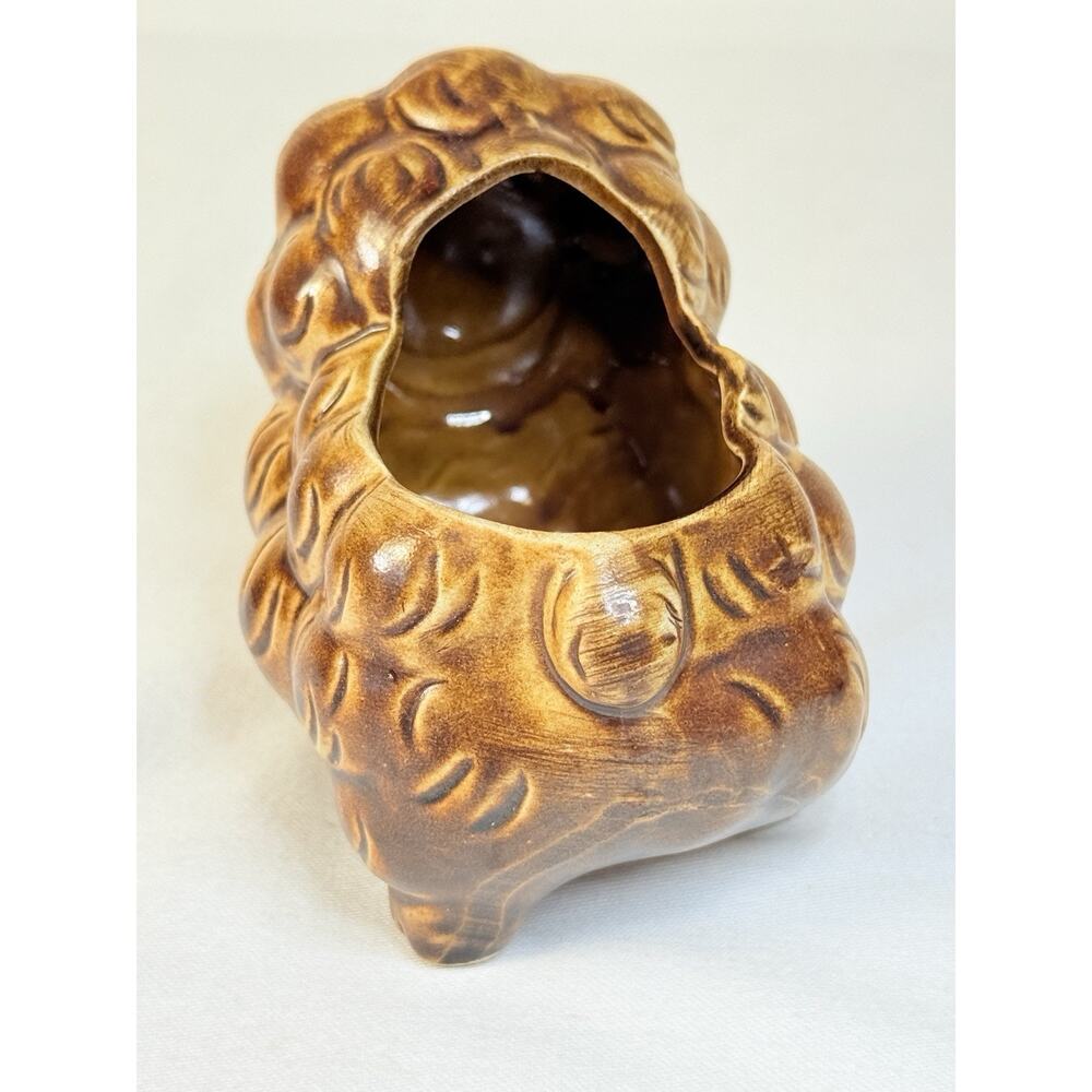 Brown Ceramic Sheep Curly Wool Pot/ Succulent Planter - Picture 4 of 9